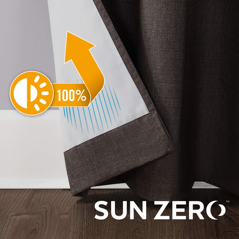 Sun Zero Columbia 2-Pack Thermal Energy Saving 100% Blackout Grommet Curtain Panel Pair, 50" x 95", Walnut Brown - Image 5